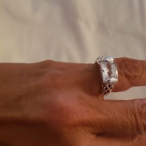 SIMULATED WHITE TOPAZ RING IN 925 SS